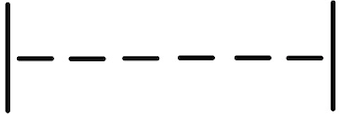Two vertical lines representing the beginning and end of the beat. In between are six short equal length horizontal lines.
