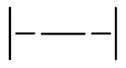 Two vertical lines representing the beginning and end of the beat. In between a short line followed by a longer line followed by another short line.