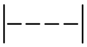 Two vertical lines representing the beginning and end of the beat. In between are four equal-length horizontal lines.