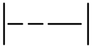 Two vertical lines representing the beginning and end of the beat. In between are two shorter horizontal lines followed by one longer horizontal line.