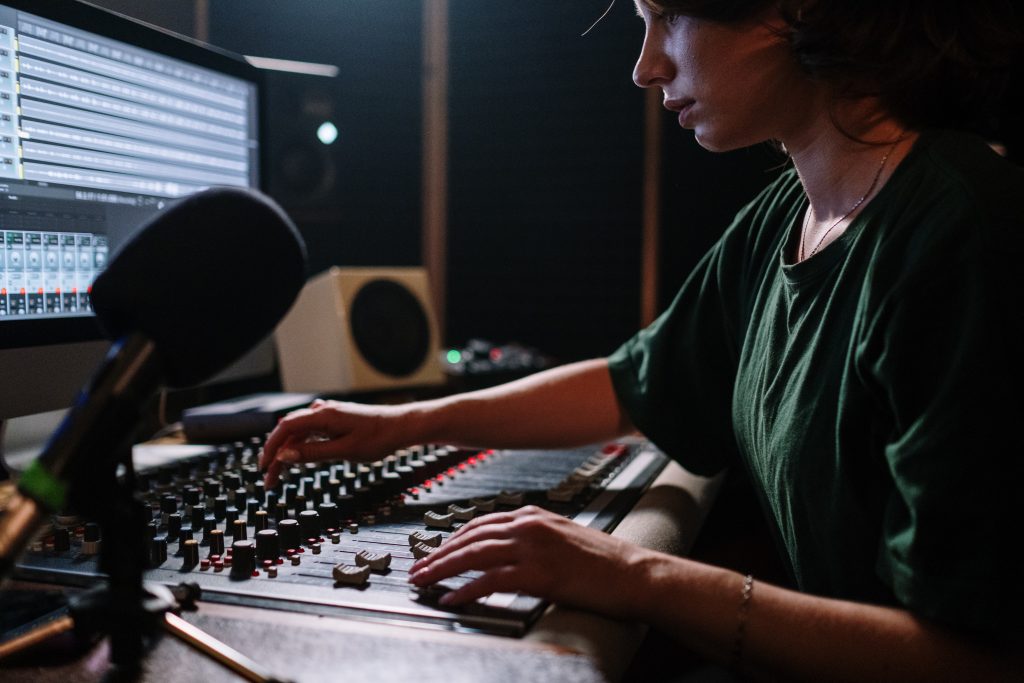 Woman with a soundboard
