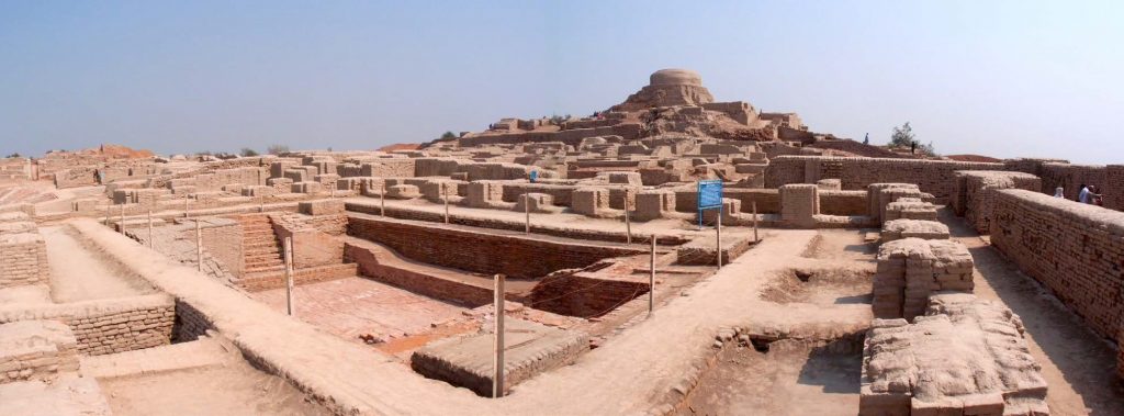 Figure 3.2 | Great Bath at Mohenjo-Daro | View of the Great Bath at Mohenjo-Daro, an Indus Valley city located along the lower reaches of the Indus River. This section was part of the largest mound at the site. The higher structure in the rear is a Buddhist stupa dating to a later period in India’s history.