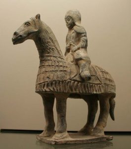 Figure 4.13 | Terracotta figurine depicting a Northern Wei soldier on horseback | The Northern Wei was one of the Northern Dynasties