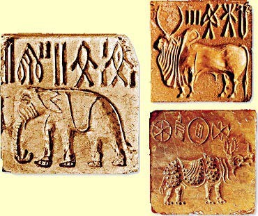 Figure 3.3 | Seals from Indus Valley cities | These were made from fired steatite and used to imprint the identity of owners on goods.