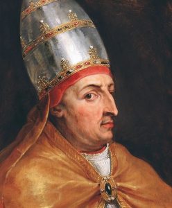 A portrait of Pope Nicholas V.