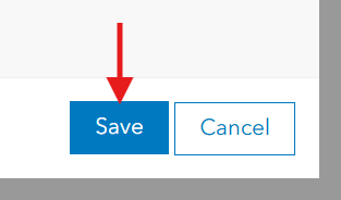 A red arrow points to the Save button in an image of the Change owner options in StoryMaps.