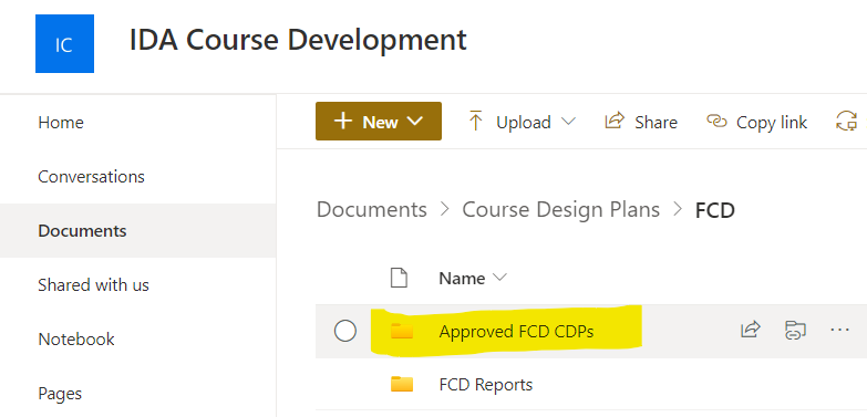 Screenshot of the location of approved CDPs