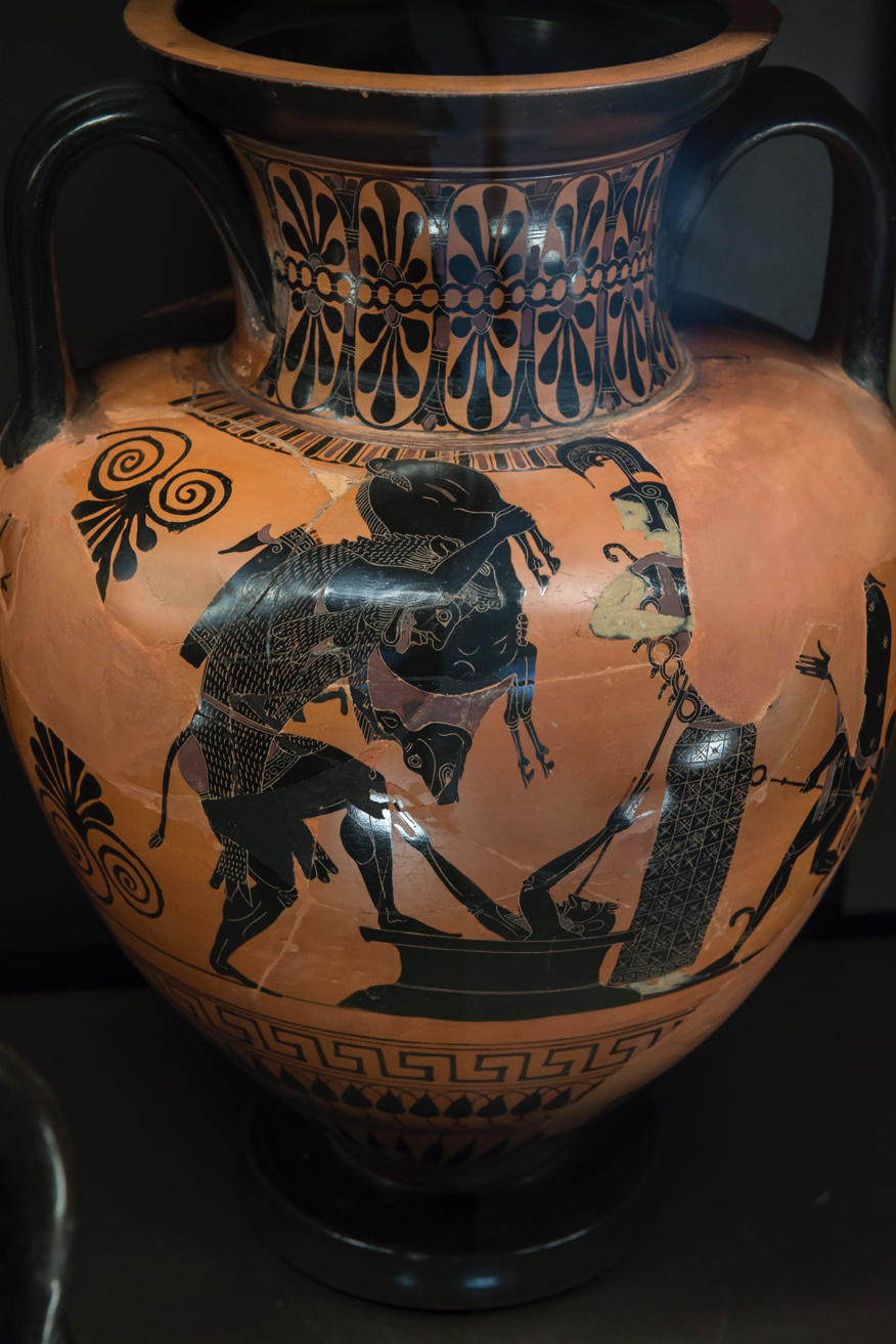 Heracles bringing the boar to Eurytheus