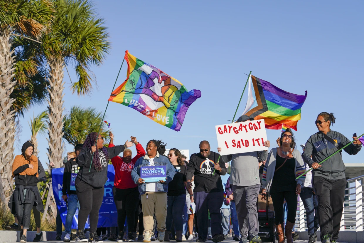 Teachers in Florida protesting the “Don’t Say Gay” bill.