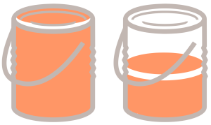 2 paint can. one full, one half full