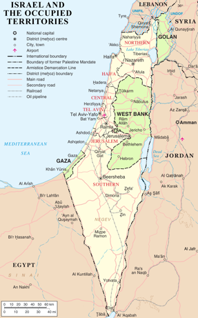 Map of Israel and the Occupied Territories