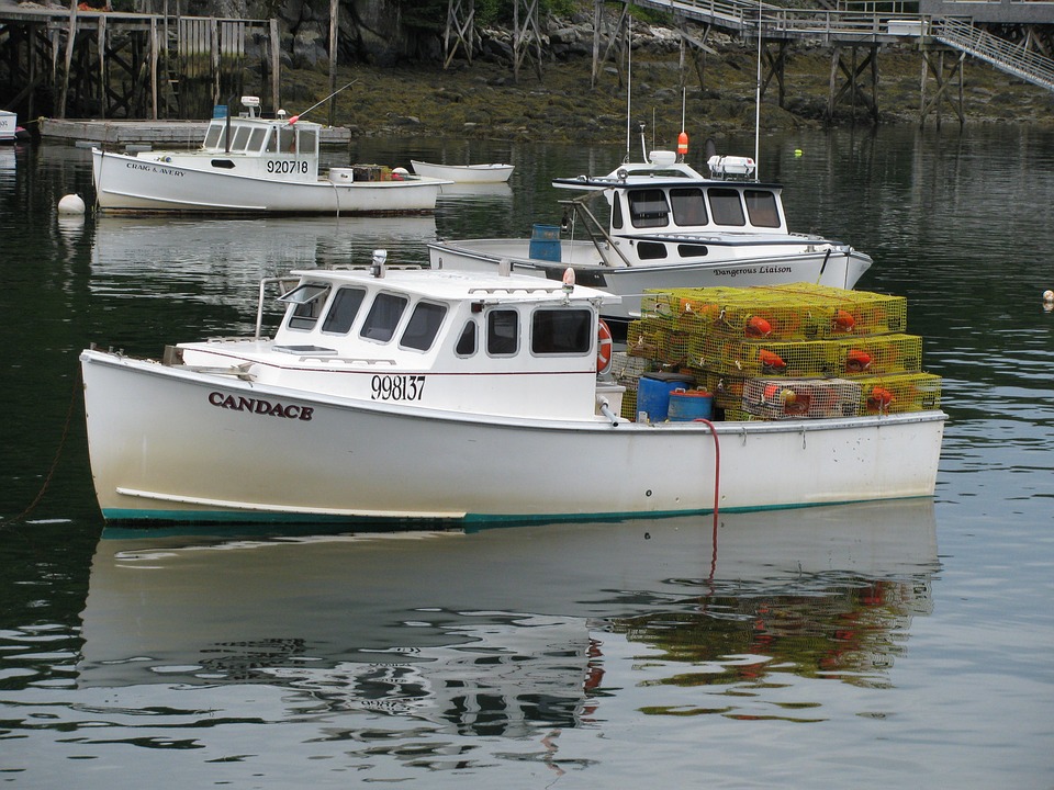 Lobster boat on Maine coast