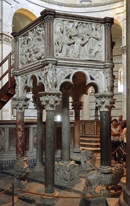Nicola Pisano, pulpit of the baptistery, Pisa, Italy 1259-1260 15’ high
