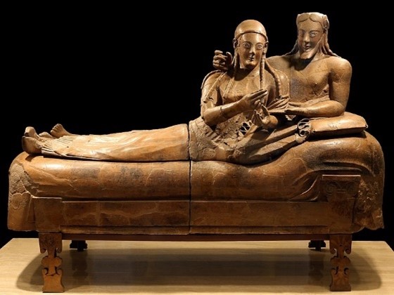 Sarcophagus of the Spouses, from Villa Giulia, Rome, 530-510 BCE, terracotta. National Etruscan Museum of Villa Giulia, Rome.