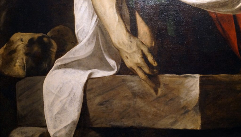 Michelangelo Merisi da Caravaggio, Deposition (or Entombment) (detail), c. 1600–04, oil on canvas, 300 x 203 cm (Pinacoteca Vaticana, Vatican City; photo: Steven Zucker, CC BY-NC-SA 2.0)