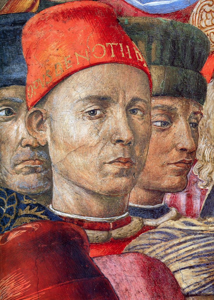Benozzo Gozzoli, self-portrait (detail), east wall, Magi Chapel, 1459, Medici Palace, Florence (photo: Sailko, CC BY 3.0)