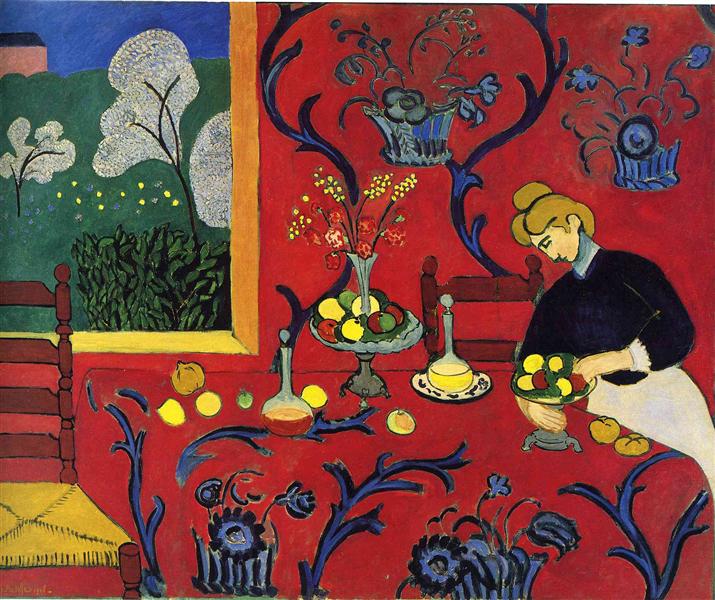 Henri Matisse, Harmony in Red (The Red Room), 1908. Oil on canvas, 71” x 87”. Hermitage, St. Petersburg.