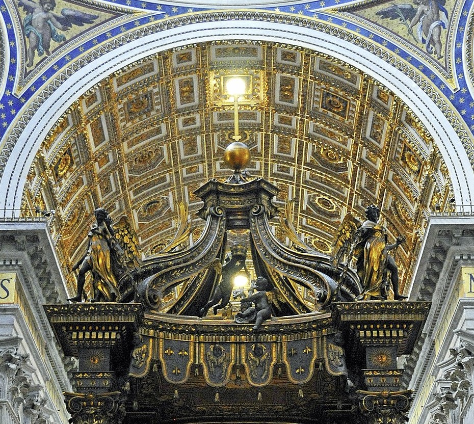 Detail of Gilded bronze, approx.. 95 high. Saint Peter’s Basilica, Rome.