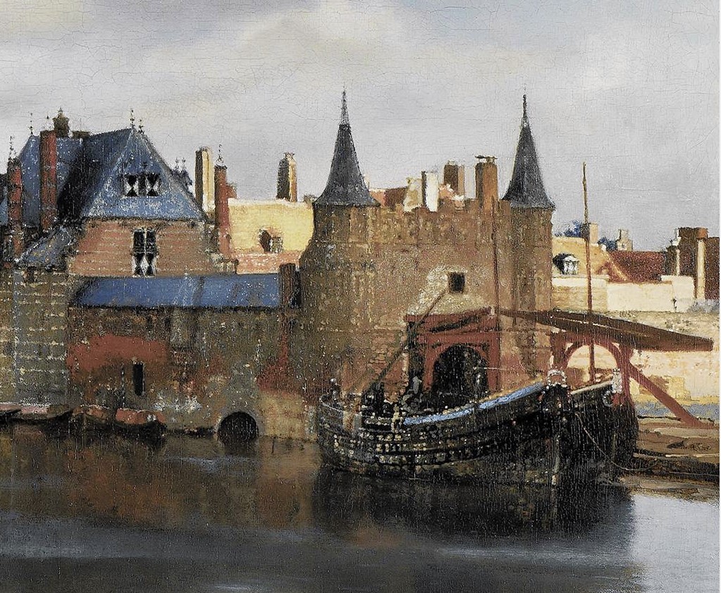 Detail of Vermeer’s View of Delft showing “beading” of highlights