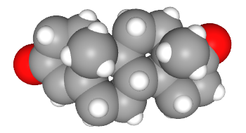 Space-filling model of androstenedione.