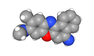 Space-filling model of the cresyl violet molecule.