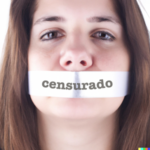 woman with tape and censurado