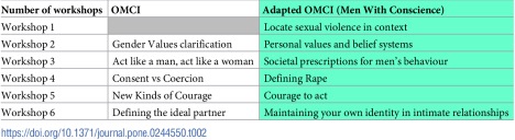 A table reporting the workshops held in South Africa for college students.