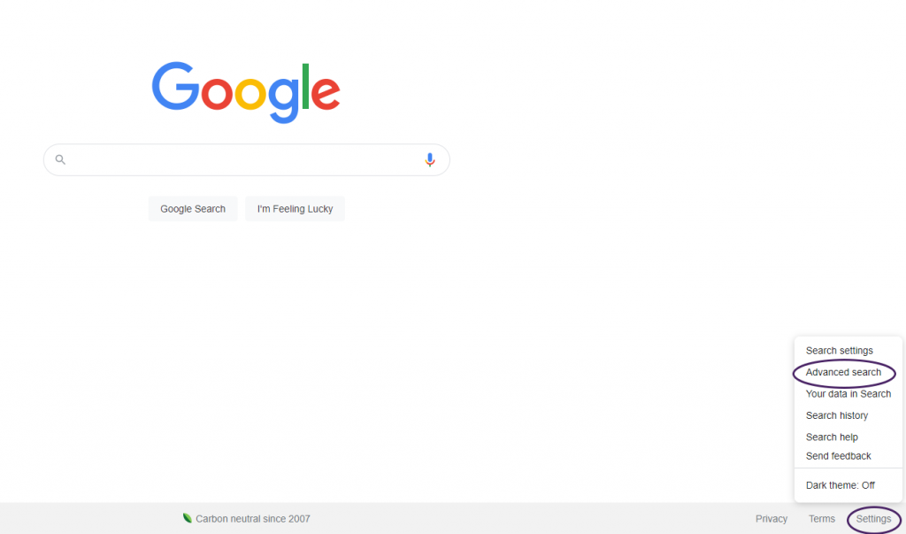 Google advanced search information