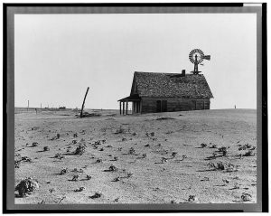 Dust Bowl farm photograph by Dorothea Lange