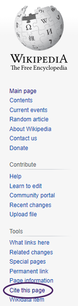 Wikipedia left hand navigation menu