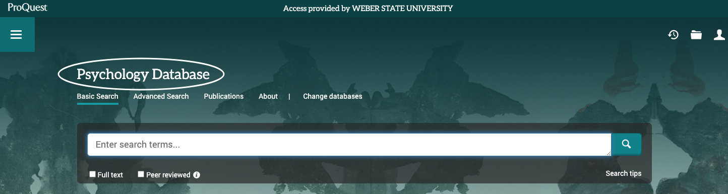 Screenshot of ProQuest Psychology Database