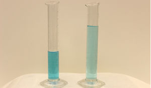 Image of a solute in two different solutions with different concentrations.