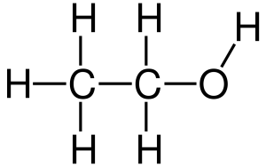Chemical structure of ethanol.