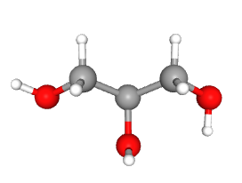 Ball-and-stick model of the molecule glycerol.