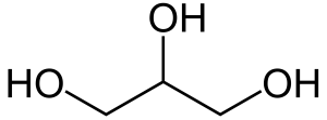 Illustration of the chemical structure for glycerol.
