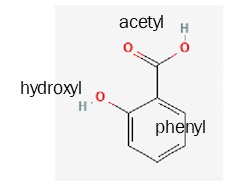 2-dimensional line drawing of salicylic acid.
