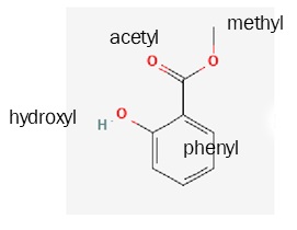 2-dimensional line drawing of methyl salicylate.