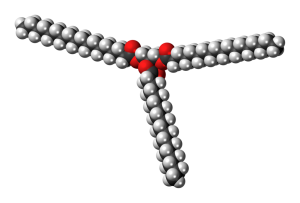 Space filling model of a triglyceride molecule.