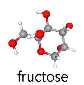 Ball-and-stick drawing of fructose.