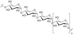 2-dimensional line drawing of an amylose molecule.