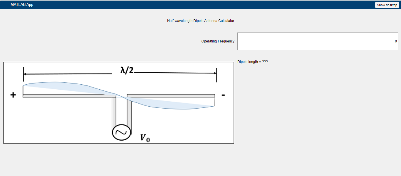 Dipole length antenna calculator MATLAB application.