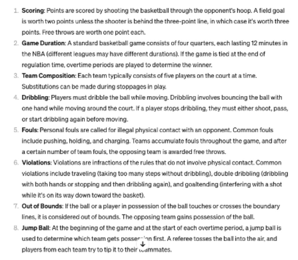 Figure C: Basketball Rules - ChatGPT