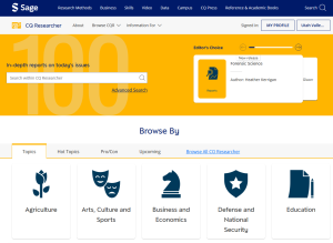 CQ researcher database homepage