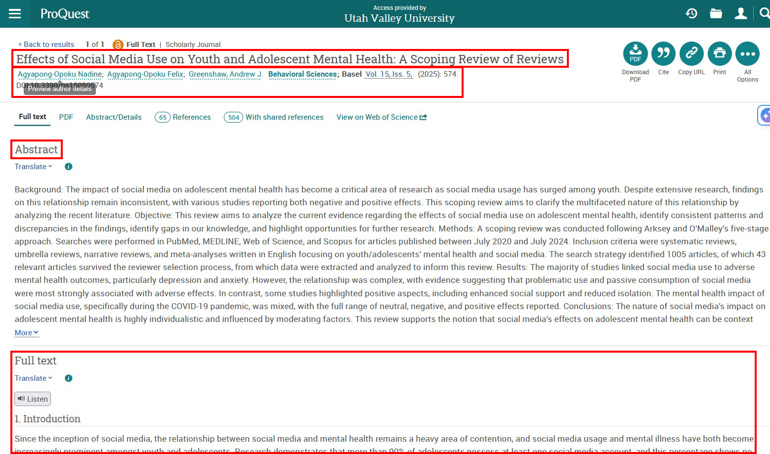 Article information in ProQuest