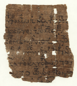 Image of a fragment of papyrus containing a chorus from Euripides's drama Orestes.