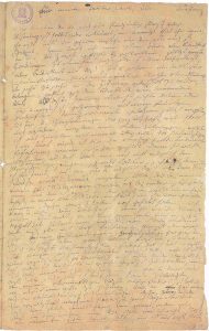 Aged handwritten letter in German on yellowed paper.