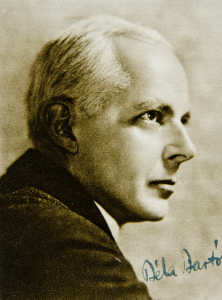 Profile portrait of Béla Bartók.
