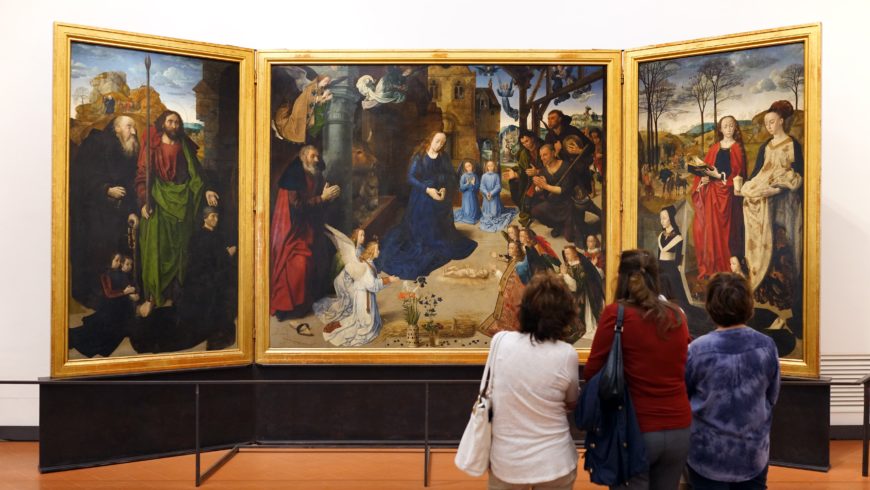 Hugo van der Goes, Portinari Altarpiece, c. 1476, oil on wood, 274 x 652 cm when open (Uffizi) (photo: Dr. Steven Zucker, CC BY-NC-SA 4.0)