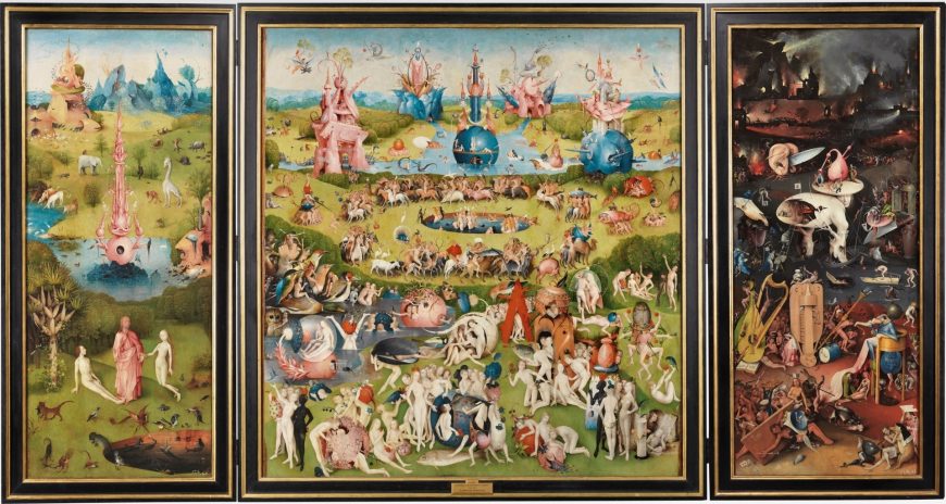 Hieronymus Bosch, The Garden of Earthly Delights, c. 1480-1505, triptych, oil on panel, 220 x 390 cm (Museo del Prado)