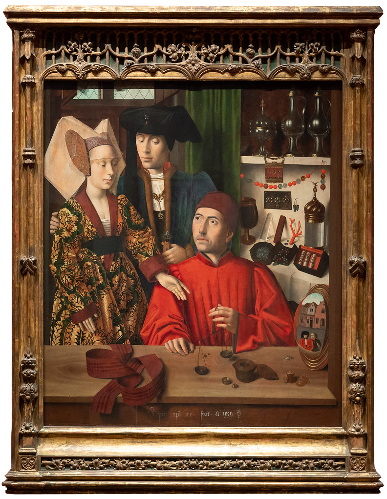 Petrus Christus, A Goldsmith in his Shop, 1449, oil on oak panel, 100.1 x 85.8 cm (The Metropolitan Museum of Art; photo: Steven Zucker, CC BY-NC-SA 2.0)